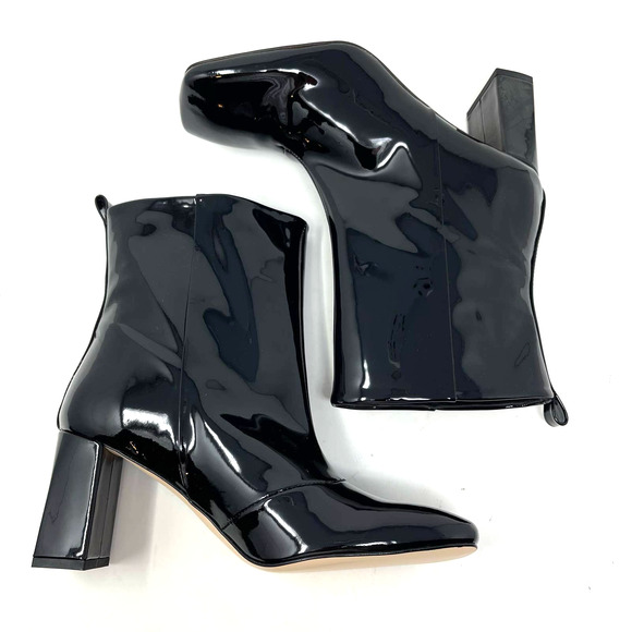 Good American Black Patent Leather Boots Size 6.5 Square Toe GA165P-E - Picture 5 of 9